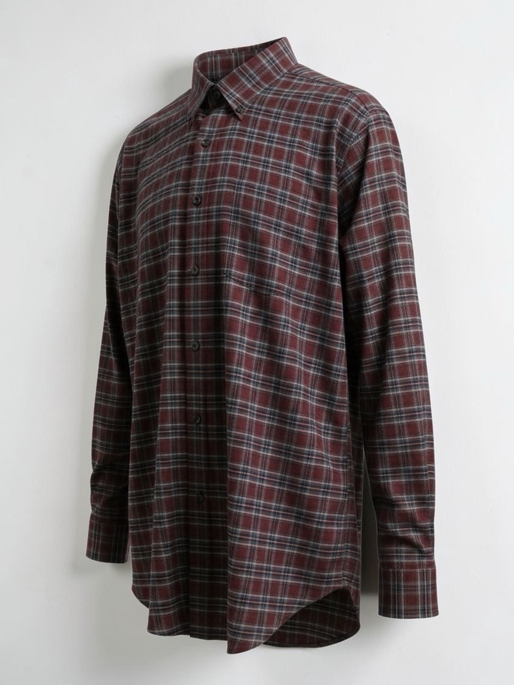 St. John's Bay Men's Burgundy Plaid Button Down Shirt